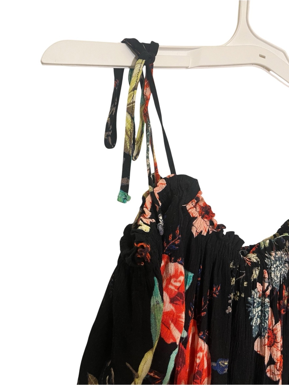 one clothing Black Floral Cold-Shoulder Maxi Dress with Multicolor Blooms - Picture 3 of 5